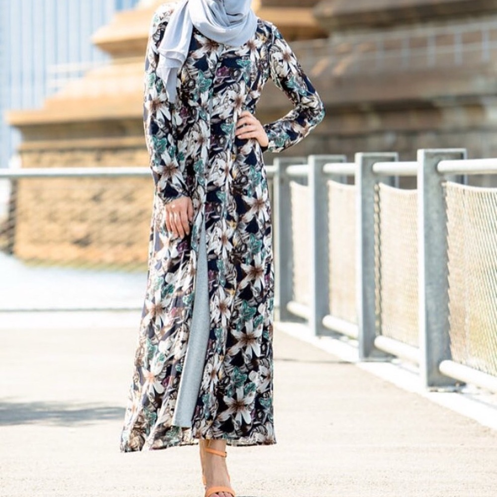 Black and White Long Sleeve Sundress for Wedding Guests
